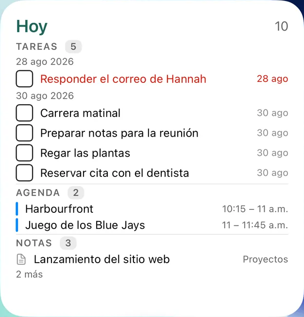 Widgets · iPhone, sin editar.