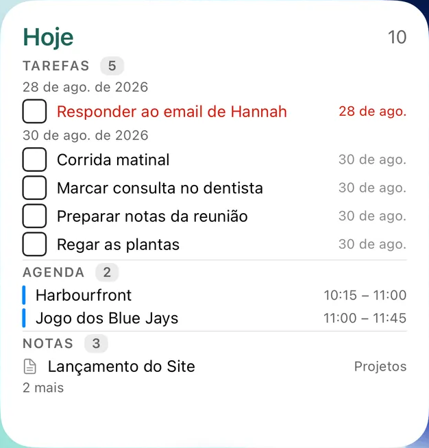 Widgets · iPhone, sem edição.