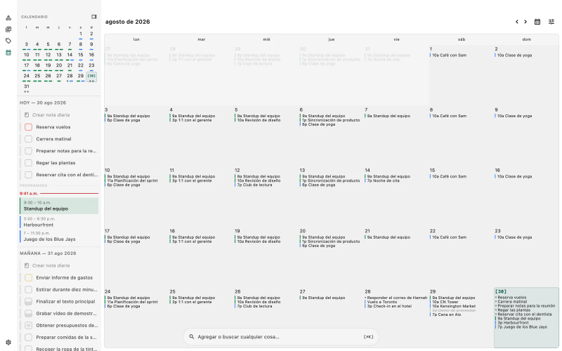 Vista de calendario · TaskForge · Mac