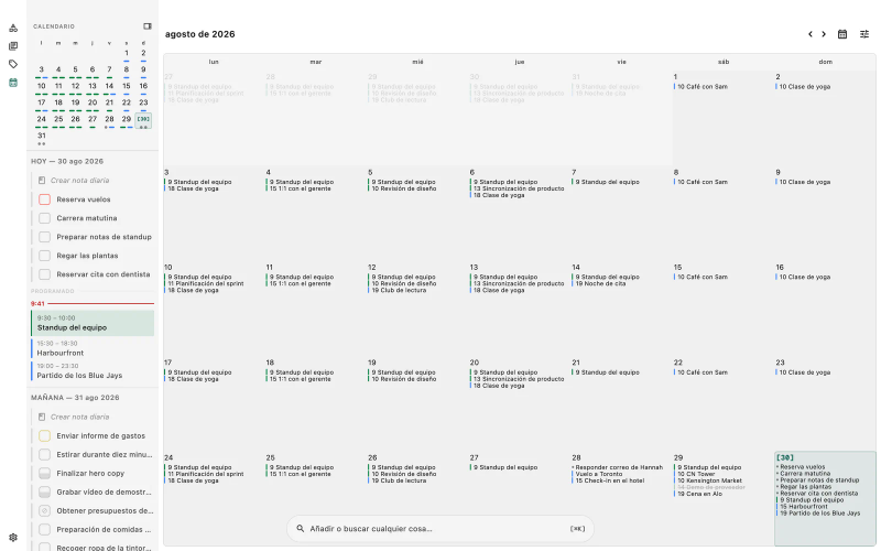 Vista de calendario · TaskForge · Mac