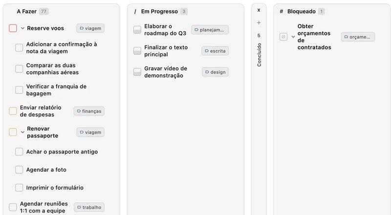 Quadros kanban do Obsidian