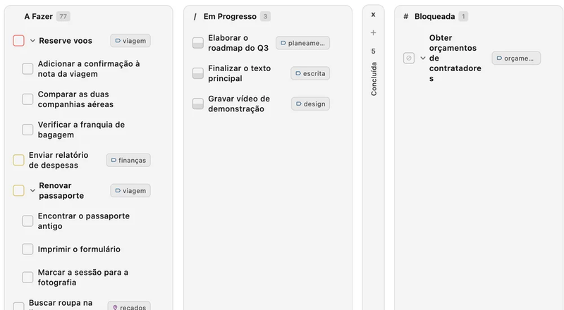 Quadros kanban do Obsidian