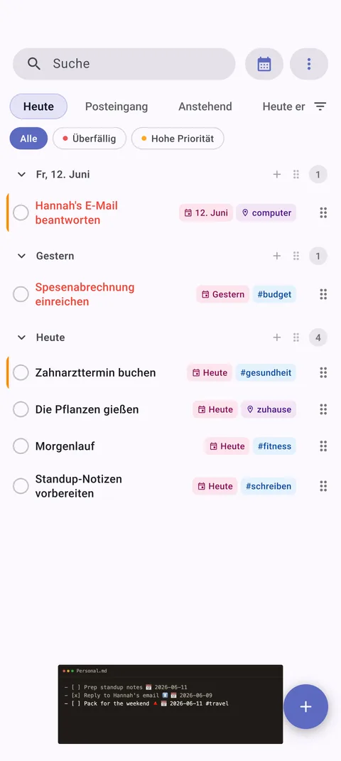 TaskForge Android-Vault-Konfiguration mit nahtloser Obsidian-Integration mit Material Design und Android-Dateisystemzugriff