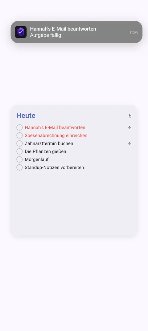 TaskForge Android-Widgets und Benachrichtigungen mit interaktivem Startbildschirm-Aufgabenmanagement mit Material Design und intelligenten Erinnerungen