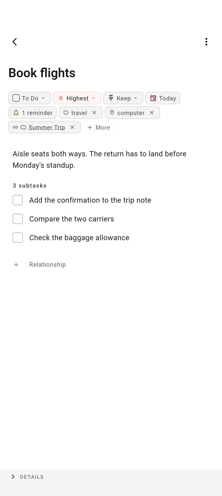 TaskForge Android task management interface showing advanced editing capabilities with Android-native controls and Material Design