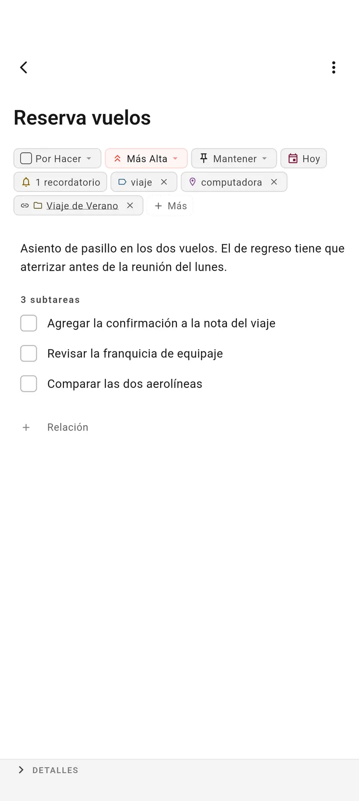 Interfaz de gestión de tareas de TaskForge para Android mostrando capacidades de edición avanzadas con controles nativos de Android y Material Design