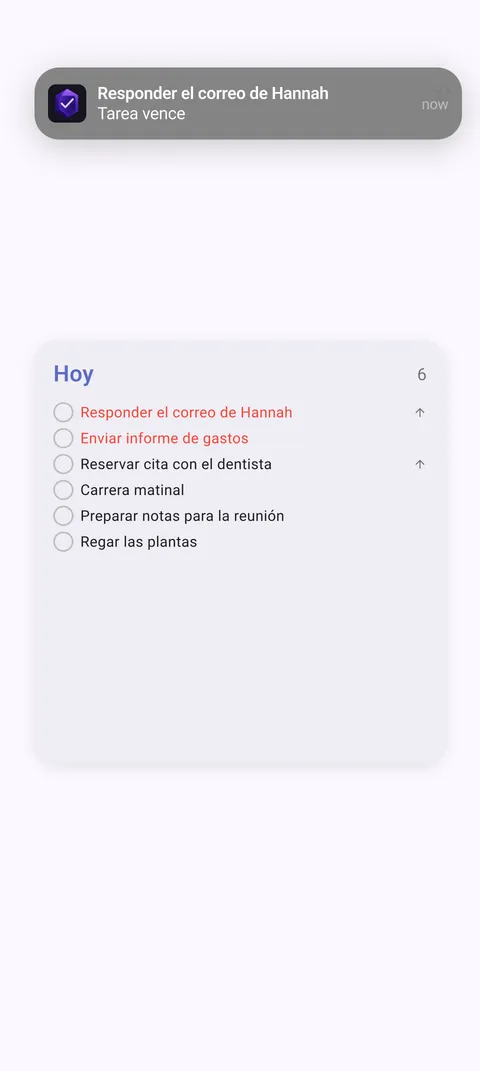 Widgets y notificaciones de TaskForge para Android con gestión interactiva de tareas en pantalla de inicio con Material Design y recordatorios inteligentes