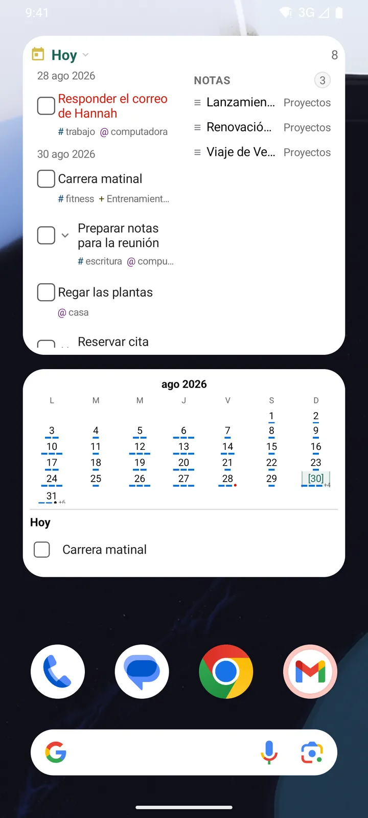 Widgets y notificaciones de TaskForge para Android con gestión interactiva de tareas en pantalla de inicio con Material Design y recordatorios inteligentes