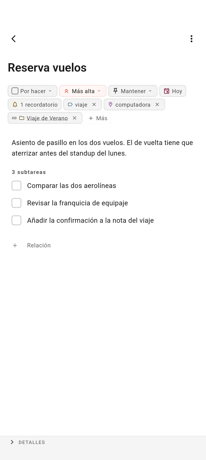 Interfaz de gestión de tareas de TaskForge para Android mostrando capacidades de edición avanzadas con controles nativos de Android y Material Design