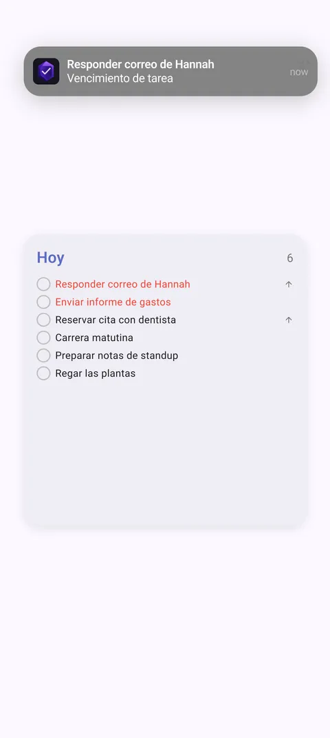 Widgets y notificaciones de TaskForge para Android con gestión interactiva de tareas en pantalla de inicio con Material Design y recordatorios inteligentes