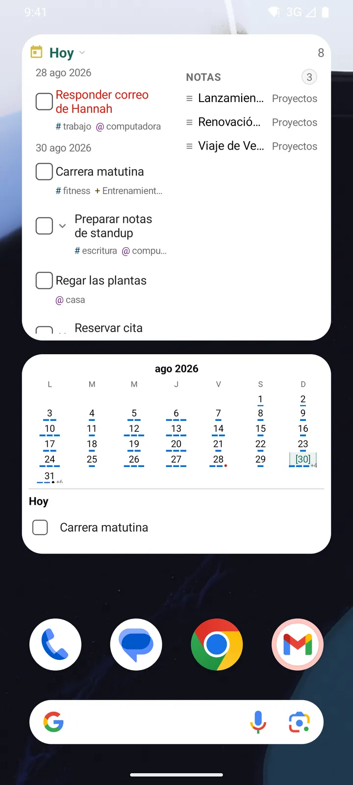 Widgets y notificaciones de TaskForge para Android con gestión interactiva de tareas en pantalla de inicio con Material Design y recordatorios inteligentes