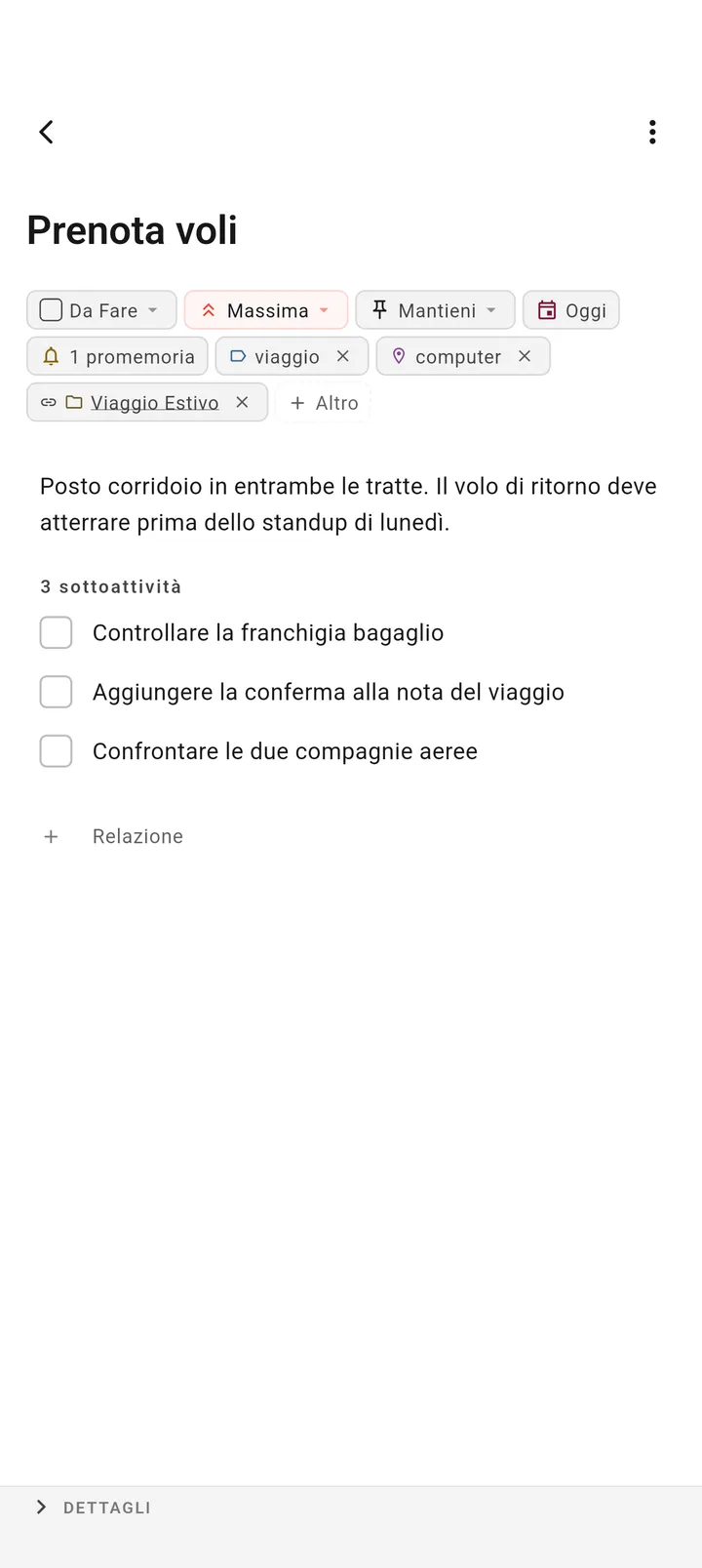 Interfaccia gestione attività TaskForge Android che mostra capacità editing avanzate con controlli Android nativi e Material Design