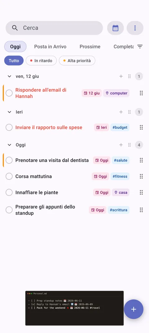 Configurazione vault TaskForge Android che mostra integrazione Obsidian senza interruzioni con Material Design e accesso file system Android