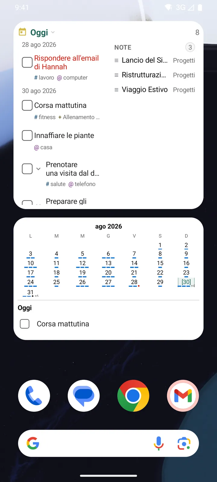 Widget e notifiche TaskForge Android che mostrano gestione attività interattiva schermata home con Material Design e avvisi intelligenti
