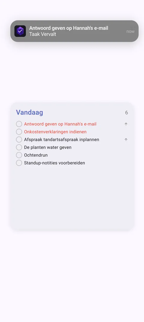 TaskForge Android widgets en meldingen met interactief home-scherm taakbeheer met Material Design en slimme waarschuwingen