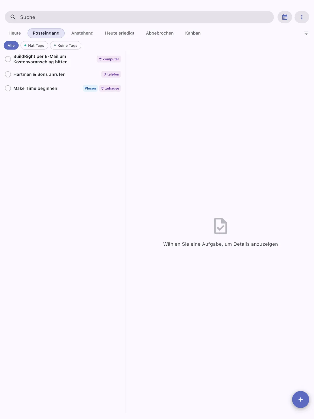 TaskForge iPad-Kanban-Board-Ansicht mit visueller Aufgabenorganisation mit Drag-and-Drop-Funktionalität und spaltenbasiertem Workflow-Management