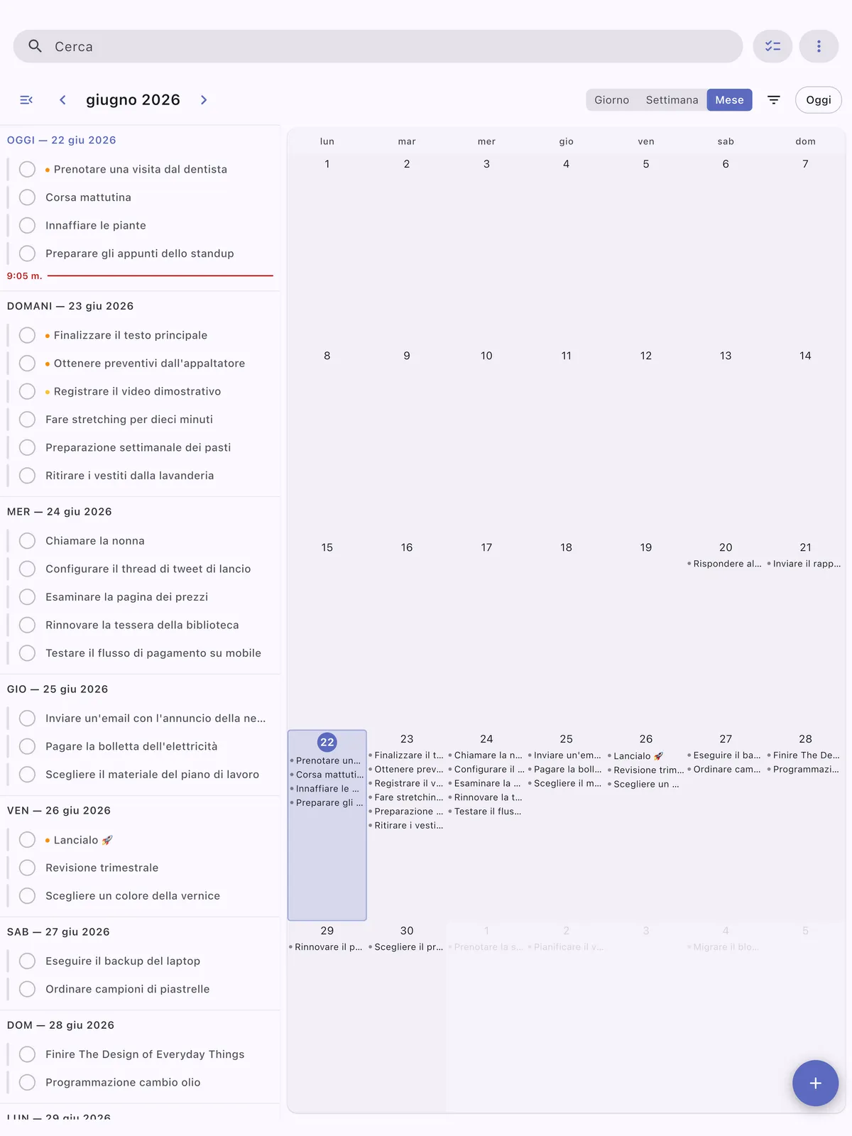 Vista calendario TaskForge iPad che mostra programmazione attività e gestione timeline ottimizzate per il display più grande dell'iPad