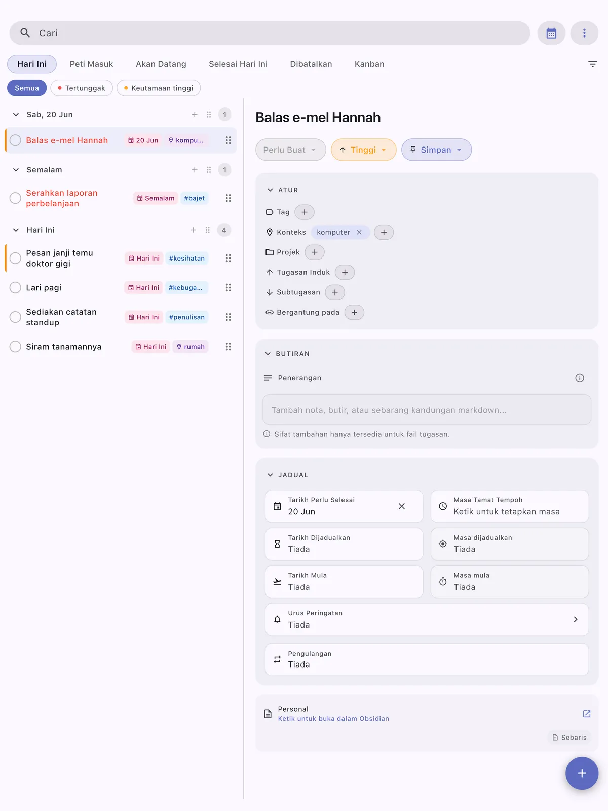 Antara muka utama TaskForge iPad menunjukkan susun atur yang dioptimumkan untuk skrin lebih besar dengan pengurusan tugas yang dipertingkat dan reka bentuk iPadOS asli