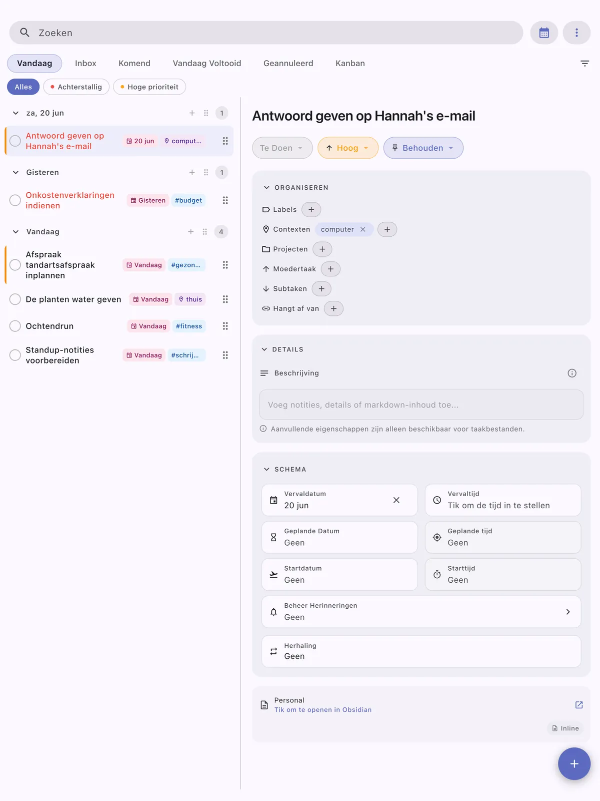 TaskForge iPad taakbeheer interface met geavanceerde bewerkingsmogelijkheden met markdown ondersteuning en iPad-geoptimaliseerde besturingselementen