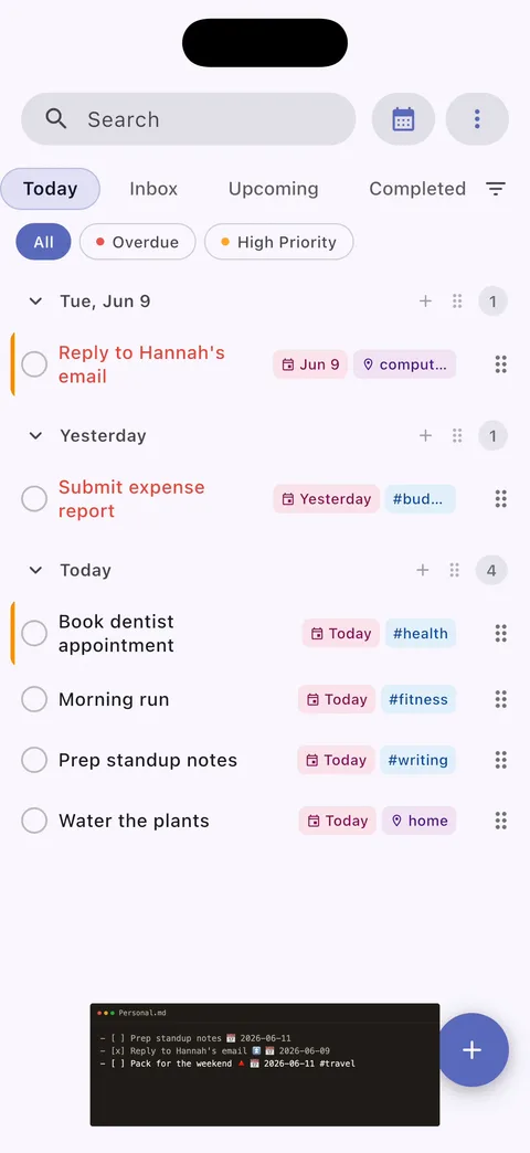 TaskForge iPhone vault configuration showing direct Obsidian integration and easy vault connection for mobile workflows