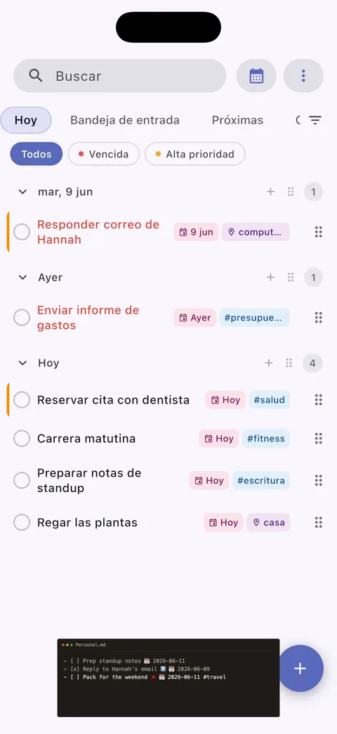 Configuración de vault de TaskForge para iPhone mostrando integración directa de Obsidian y conexión fácil de vault para flujos de trabajo móviles