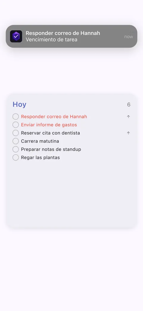 Widgets de TaskForge mostrando listas de tareas en las pantallas de inicio de iPhone y Mac