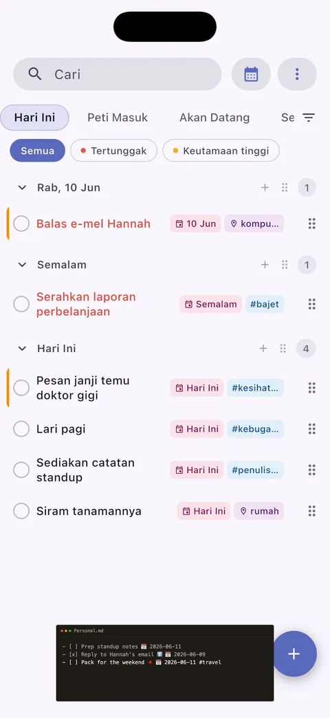 Konfigurasi vault TaskForge iPhone menunjukkan integrasi Obsidian yang lancar dan sambungan vault yang mudah untuk aliran kerja mudah alih