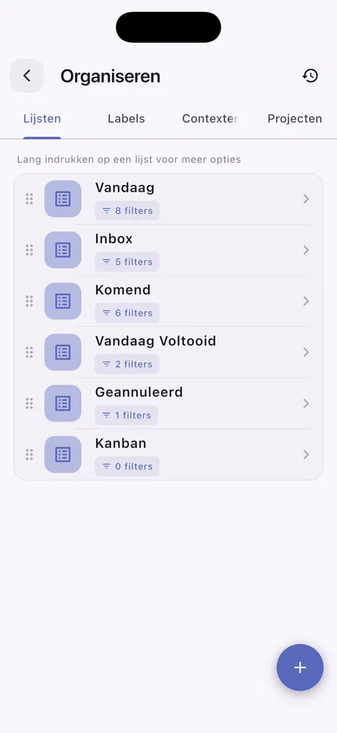 TaskForge iPhone aangepaste takenlijsten met gepersonaliseerde organisatie met filteropties en op maat gemaakte workflows voor verbeterde productiviteit
