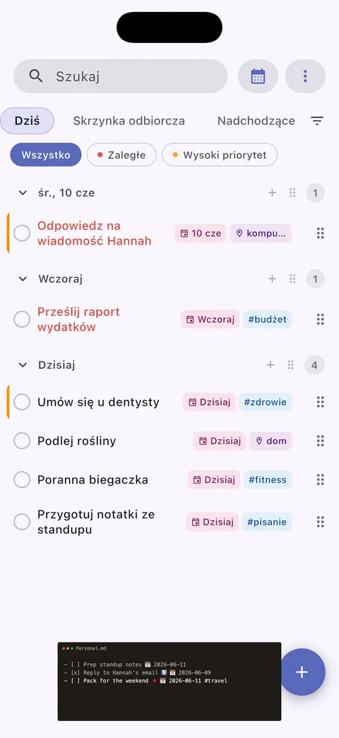 Konfiguracja sejfu TaskForge iPhone pokazująca bezpośrednią integrację z Obsidian i łatwe połączenie sejfu dla mobilnych przepływów pracy
