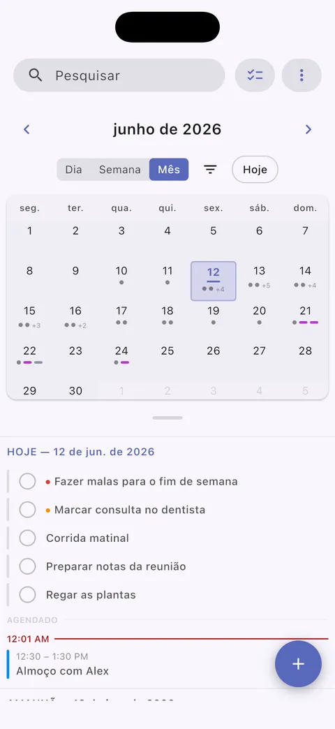 Visualização de calendário de tarefas Obsidian mostrando tarefas agendadas e datas de vencimento