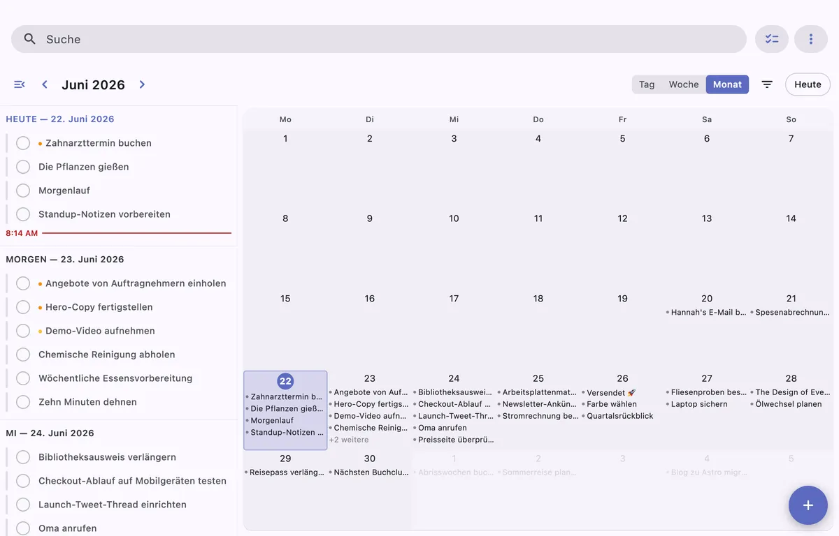 Wiederkehrende Aufgaben in TaskForge für Obsidian, dargestellt über mehrere Wiederholungstermine im Kalender