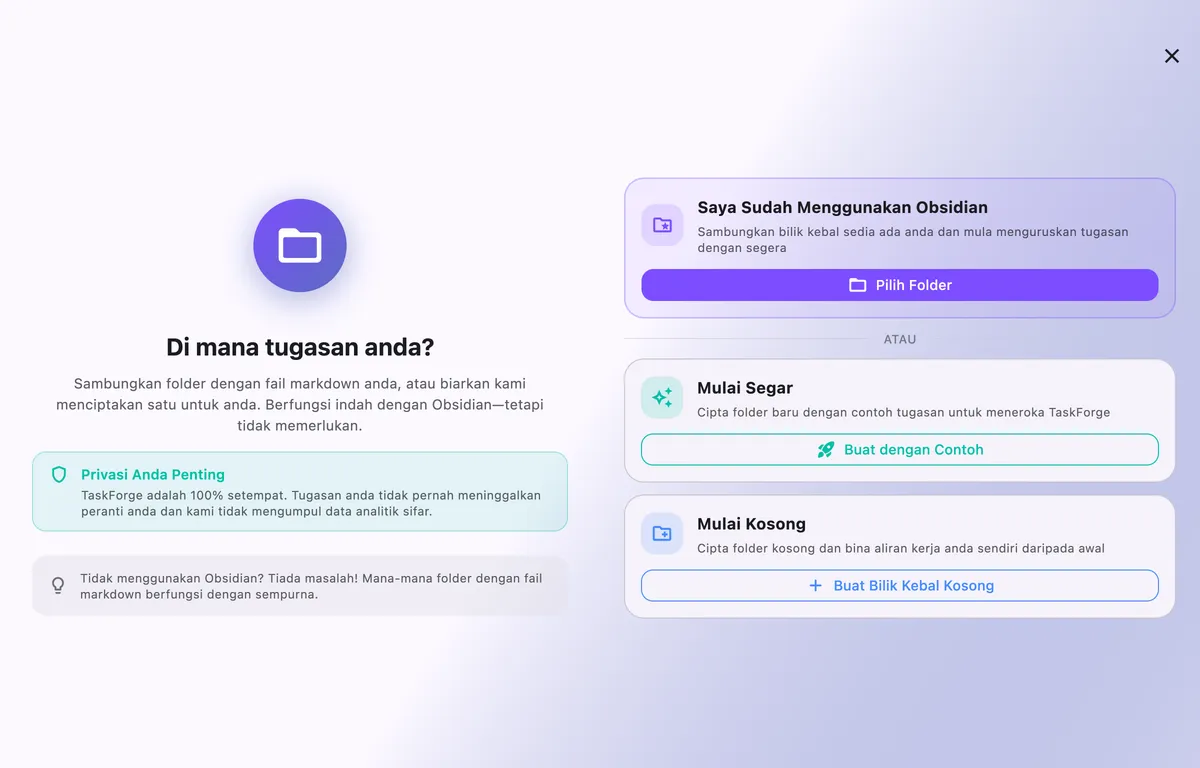 Perbandingan alat pengurusan tugas Obsidian menunjukkan TaskForge, plugin Obsidian Tasks dan Task Genius secara sebelah menyebelah