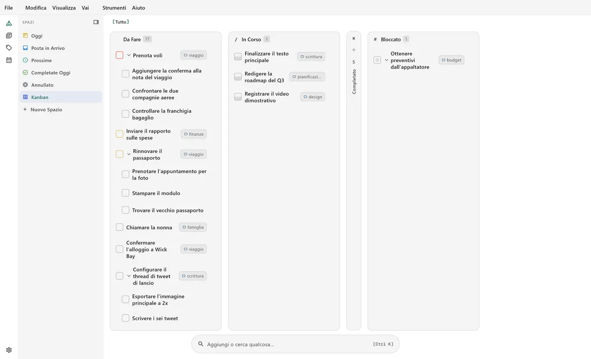Vista bacheca kanban TaskForge desktop che mostra organizzazione visiva delle attività ottimizzata per flussi di lavoro desktop e gestione progetti