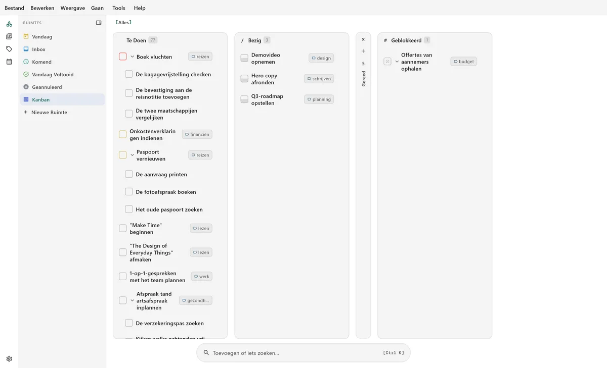 TaskForge desktop kanban-bordweergave met visuele taakorganisatie geoptimaliseerd voor desktop workflows en projectbeheer